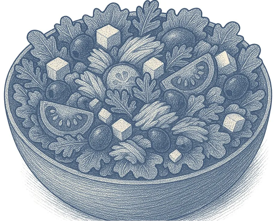 Zeichnung einer Salatschüssel