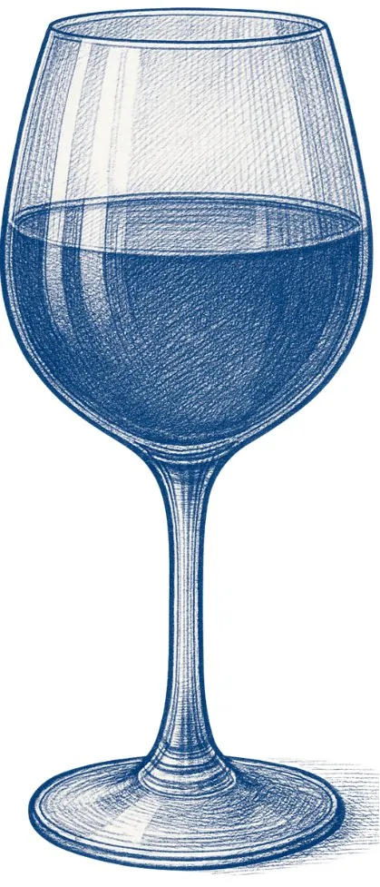 Zeichnung eines Glases Rotwein